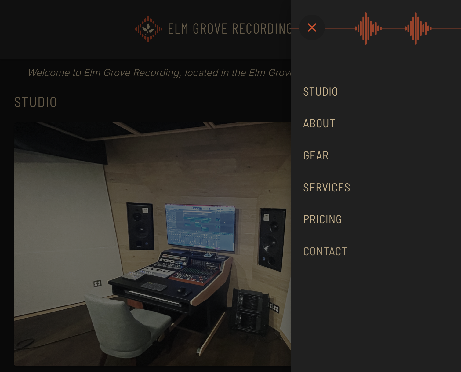 Elm Grove Recording website screenshot